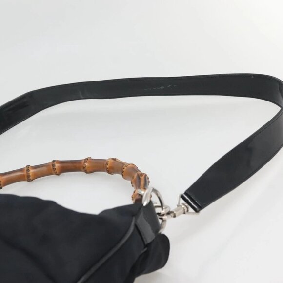 GUCCI Bamboo Hand Bag Nylon 2way Black Silver 001 1705 1577 Auth ti3394 - Picture 13 of 16